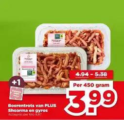 PLUS Boerentrots van PLUS Shoarma en gyros aanbieding