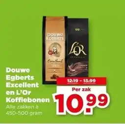 PLUS Douwe Egberts Excellent en L'Or Koffiebonen aanbieding