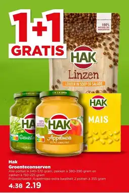 PLUS Hak Groenteconserven aanbieding