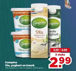 PLUS Campina Vla, yoghurt en kwark aanbieding