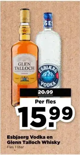 PLUS Esbjaerg Vodka en Glenn Talloch Whisky aanbieding