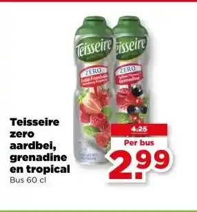 PLUS Teisseire zero aardbei, grenadine en tropical aanbieding