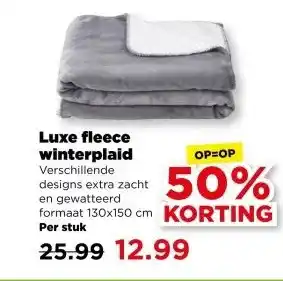 PLUS Luxe fleece winterplaid aanbieding