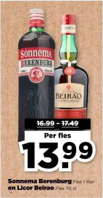 PLUS Sonnema Berenburg en Licor Beirao aanbieding