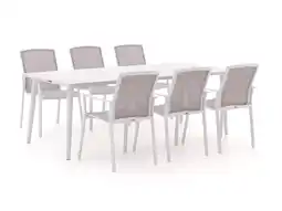 Kees Smit Bellagio Dranera/Sora 220cm dining tuinset 7-delig stapelbaar aanbieding