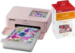 Coolblue Canon SELPHY CP1500 Roze + Canon RP-108 Inkt Cassette/Papier Set 108 vel aanbieding