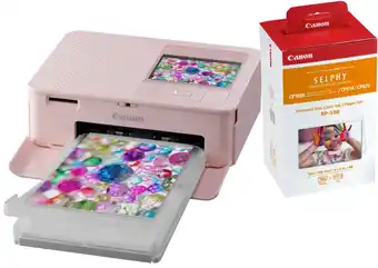 Coolblue Canon SELPHY CP1500 Roze + Canon RP-108 Inkt Cassette/Papier Set 108 vel aanbieding