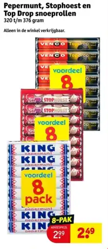 Kruidvat Pepermunt stophoest en top drop snoeprollen aanbieding