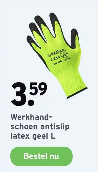 GAMMA Werkhand- schoen antislip latex geel L aanbieding