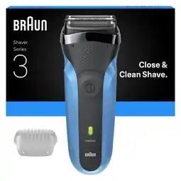 Joybuy Braun Series 3 310 Electric Wet & Dry Shaver for Men, UK 2 pin plug, Waterproof, Black/Blue aanbieding