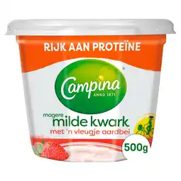PLUS Campina Magere kwark met 'n vleugje aardbei aanbieding