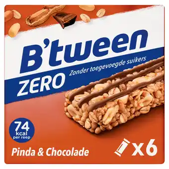PLUS B'tween Mueslireep Zero Pinda Chocolade aanbieding