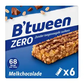 PLUS B'tween Mueslireep Zero Melkchocolade aanbieding
