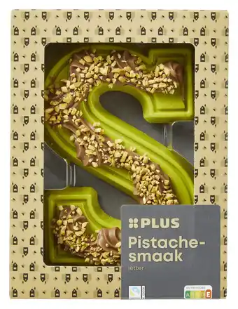 PLUS PLUS Ambachtelijke letter melk pistache FT aanbieding