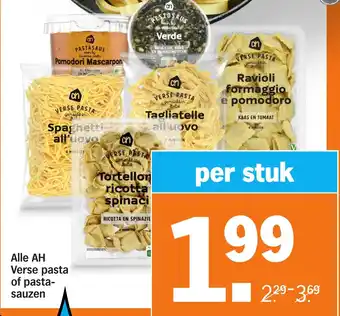 Albert Heijn Alle AH Verse pasta of pasta- sauzen aanbieding