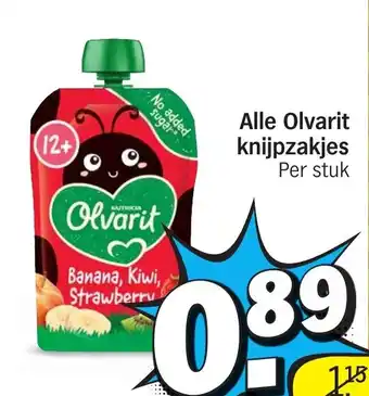Albert Heijn Alle Olvarit knijpzakjes aanbieding
