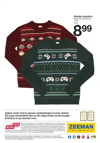 Zeeman Kinder kersttrui aanbieding