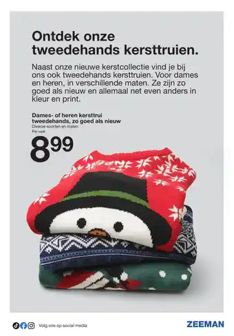 Zeeman Dames- of heren kersttrui tweedehands, zo goed als nieuw aanbieding