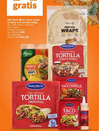 Albert Heijn Alle Santa Maria, Knorr wraps en Body & Fit protein wraps aanbieding