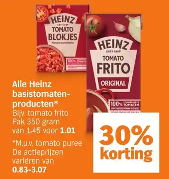 Albert Heijn Alle Heinz basistomaten- producten aanbieding