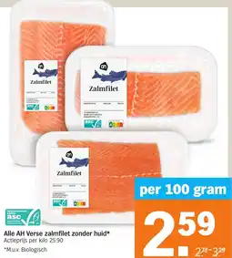Albert Heijn Alle AH Verse zalmfilet zonder huid aanbieding