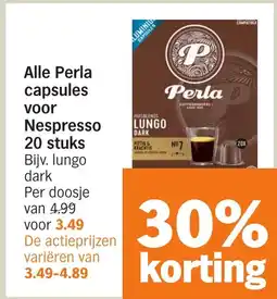 Albert Heijn Alle Perla capsules voor Nespresso aanbieding