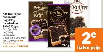 Albert Heijn Alle De Ruijter chocolade- hagelslag en -vlokken aanbieding