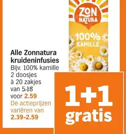 Albert Heijn Alle Zonnatura kruideninfusies Bijv. 100% kamille aanbieding