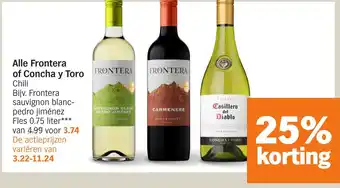 Albert Heijn Alle Frontera of Concha y Toro Chili aanbieding