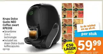 Albert Heijn Krups Dolce Gusto NEO Coffee zwart KP8308 aanbieding
