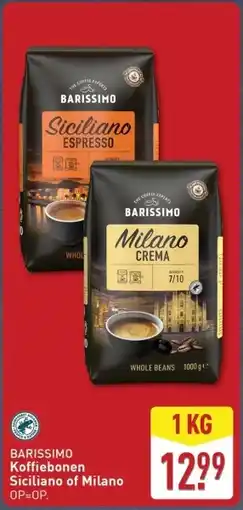 ALDI Barissimo koffiebonen siciliano of milano aanbieding