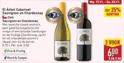 ALDI El Árbol Cabernet Sauvignon en Chardonnay aanbieding