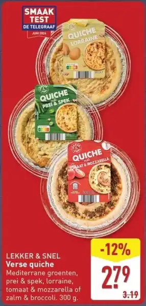 ALDI LEKKER & SNEL Verse quiche aanbieding