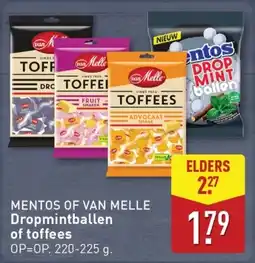 ALDI Mentos of van melle Dropmintballen of toffees aanbieding