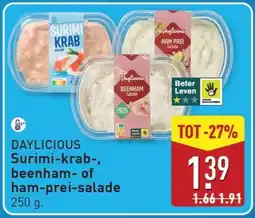 ALDI Daylicious Surimi-krab, beenham of ham-prei-salade aanbieding