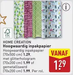ALDI Home creation Hoogwaardig inpakpapier aanbieding