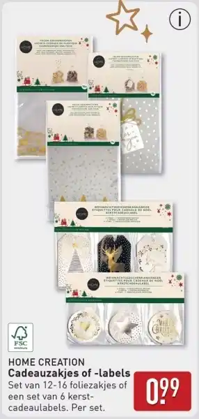 ALDI Home creation Cadeauzakjes of labels aanbieding