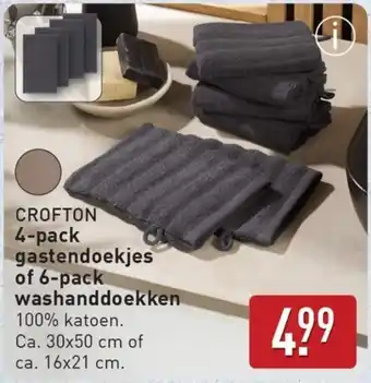 ALDI CROFTON 4-pack gastendoekjes of 6-pack washanddoekken aanbieding