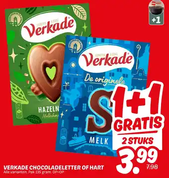 Dekamarkt Verkade Chocoladeletter Of Hart aanbieding