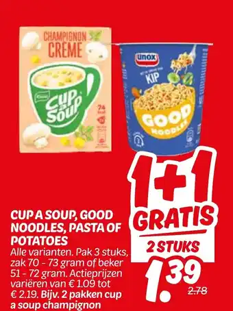 Dekamarkt Cupa Soup, Good Gratis Noodles, Pasta Of Potatoes aanbieding