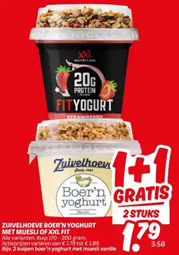 Dekamarkt Zuivelhoeve Boer'n Yoghurt Met Muesli of XXL Fit aanbieding