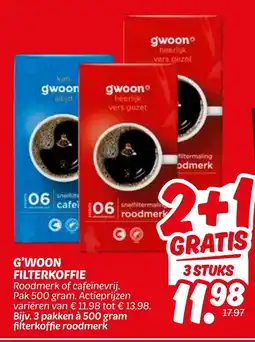 Dekamarkt G'woon Filterkoffie aanbieding