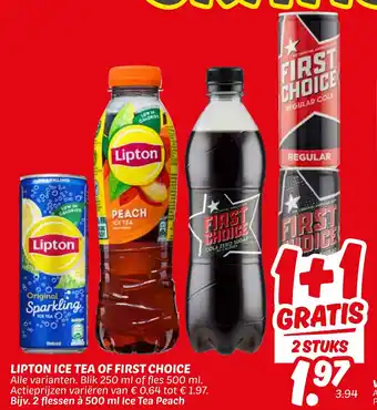 Dekamarkt Lipton Ice Tea Of First Choice aanbieding