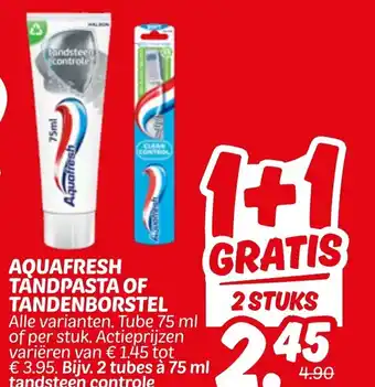 Dekamarkt Aquafresh Tandpasta of Tandenborstel aanbieding