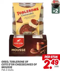 Dekamarkt Oreo toblerone of cote d'or cheesecakes of mousse aanbieding