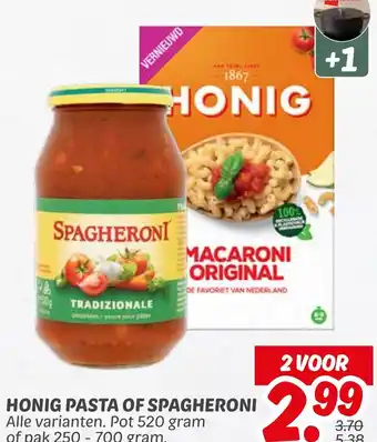 Dekamarkt Honig pasta of spagheroni aanbieding