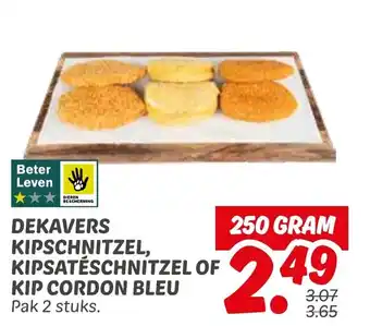 Dekamarkt Dekavers kipschnitzel kipsatéschnitzel of kip cordon bleu aanbieding
