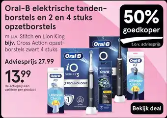 Etos Oral-B elektrische tanden borstels en 2 en 4 stuks opzetborstels aanbieding