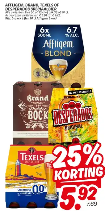 Dekamarkt Affligem brand texels of desperados speciaalbier aanbieding