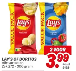 Dekamarkt Lay's of doritos aanbieding